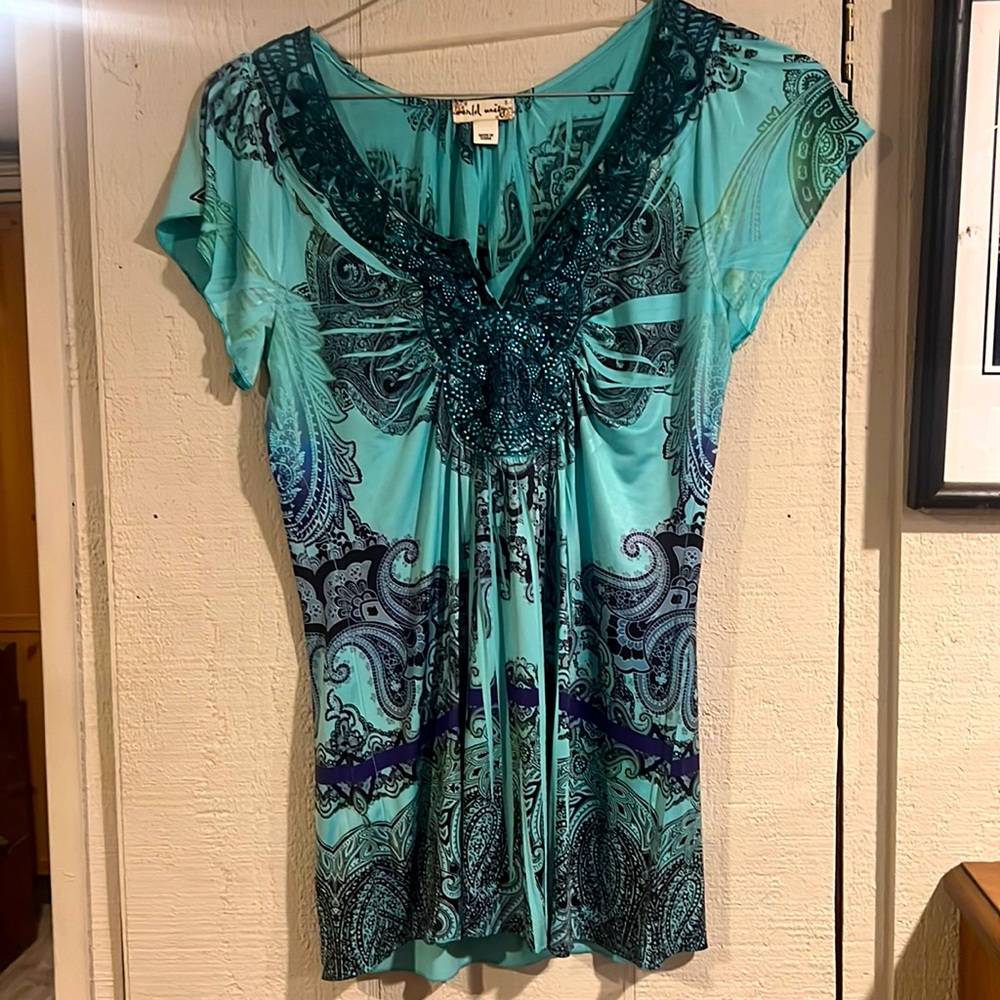 Teal, Short Sleeved World Unity Top